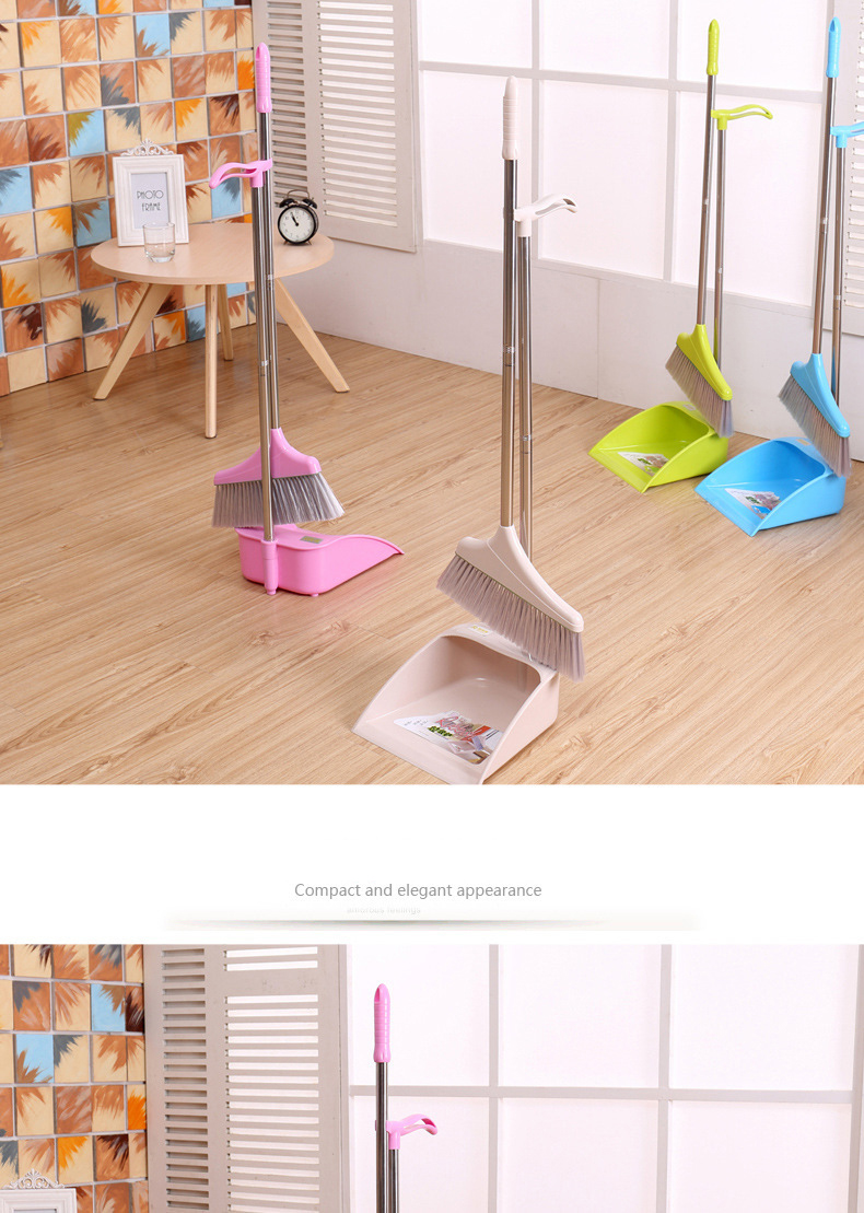 Household Broom and Dustpan Set with Long Handle Standing Upright Sweep for Home Cleaning Sweeping Tool (16)